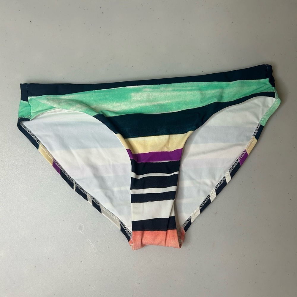 Classy Red Carter Lola‎ Green & Blue Striped Bikini Bottoms Size XS NWT